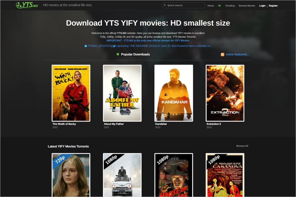TYS Website (YIFY Torrents)